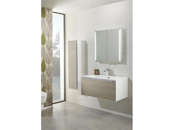 Vista 900mm Wall Mounted Unit Including Isocast Basin Vista 900 Light Elm Roomset Jpg